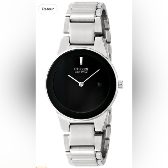 Citizen Accessories - Citizen Silver Stainless Steel Watch with Black Dial